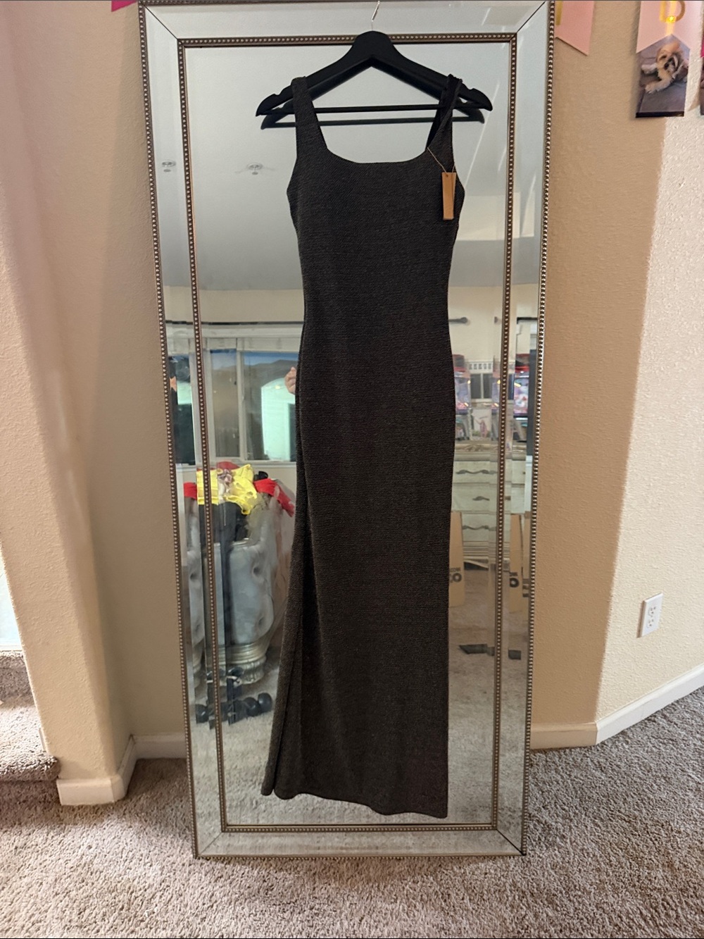 Elegant Black Square-Neck Maxi Dress